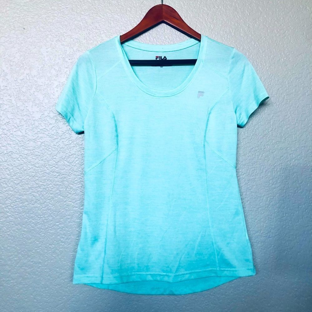 Fila Fitted Aqua Blue Active Workout Top XS